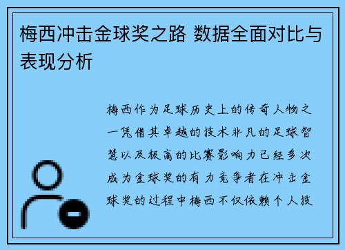梅西冲击金球奖之路 数据全面对比与表现分析